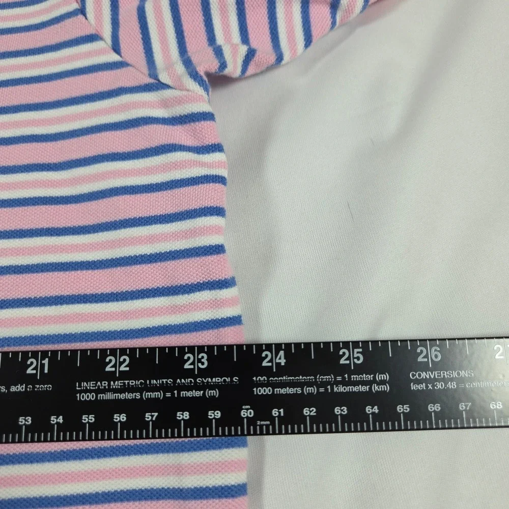 Polo Ralph Lauren Mens XL Pink Blue Striped Short Sleeve Cotton Polo Shirt